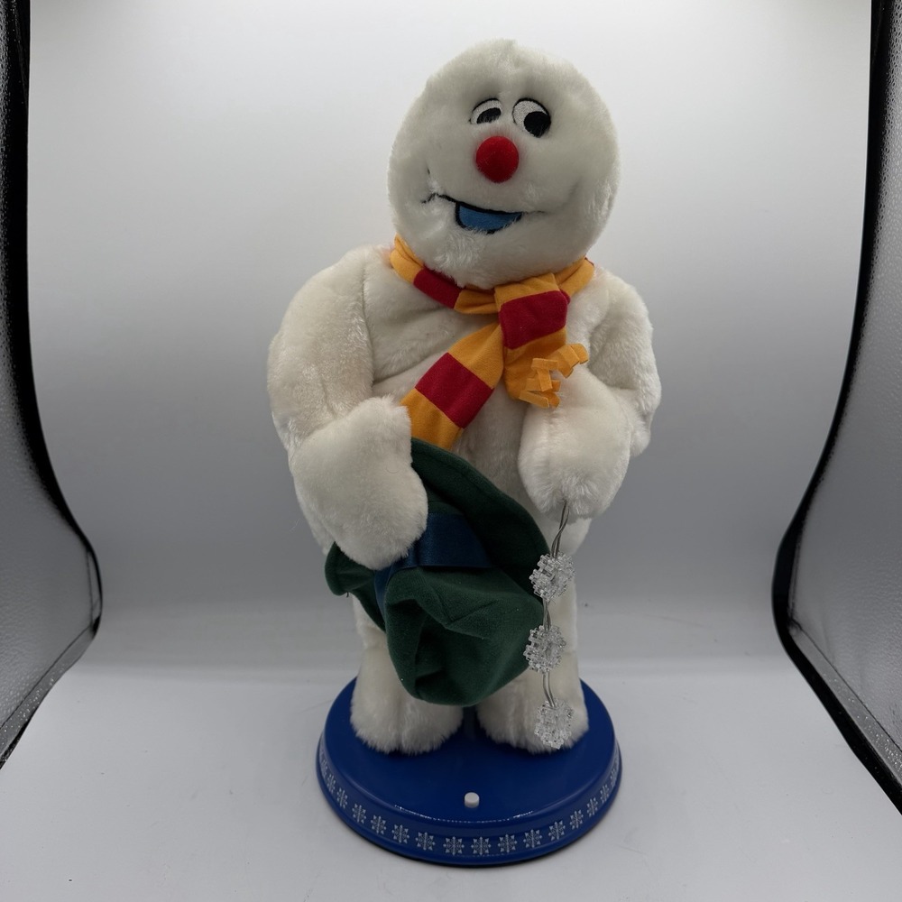 Vintage Gemmy Animated Frosty the Snowman Spinning Snowflakes 17" Tall READ